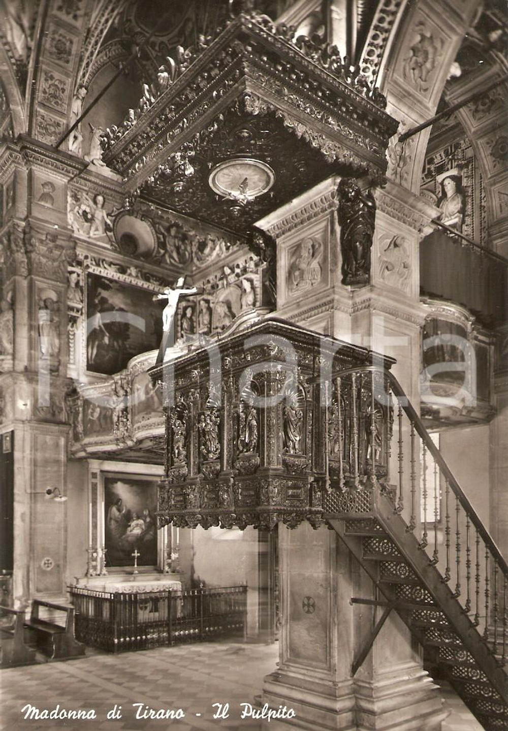 Cartolina originale da collezione 1955 ca TIRANO SO Pulpito del Basilica della Madonna Cartolina FG NV 1