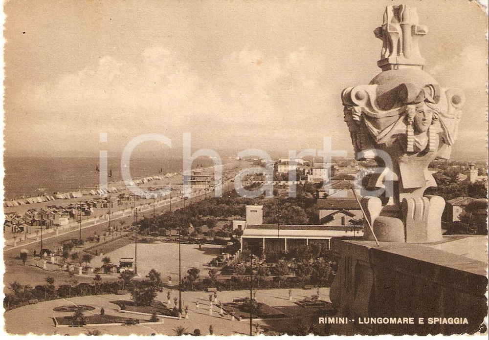 Cartolina originale da collezione 1948 RIMINI Lungomare e spiaggia  Panorama Cartolina FG NV 1