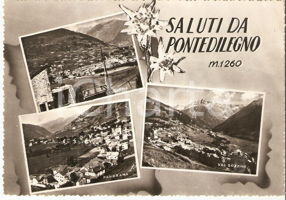 1956 PONTE DI LEGNO (BS) Vedutine con seggiovia e VAL SOZZINE *Cartolina FG NV