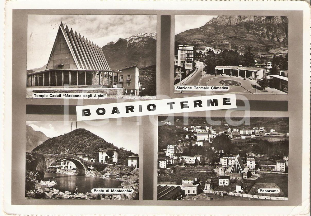 Cartolina originale da collezione 1959 BOARIO TERME BS Vedutine Ponte di MONTECCHIO e terme Cartolina FG NV 1