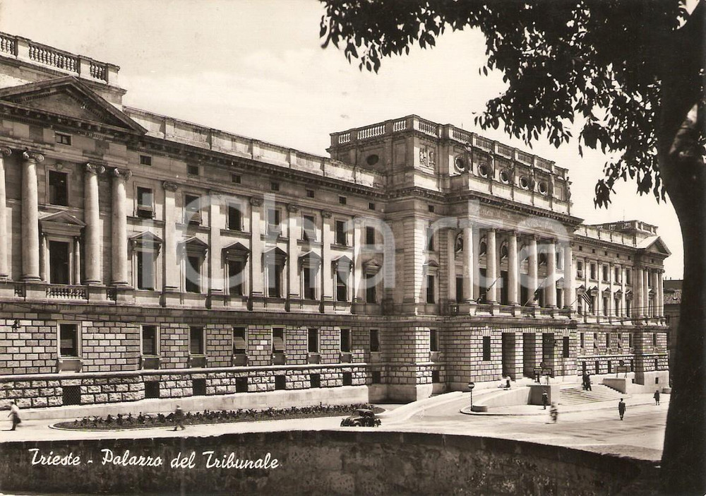 1956 TRIESTE Palazzo del Tribunale ANIMATA *Cartolina FG VG