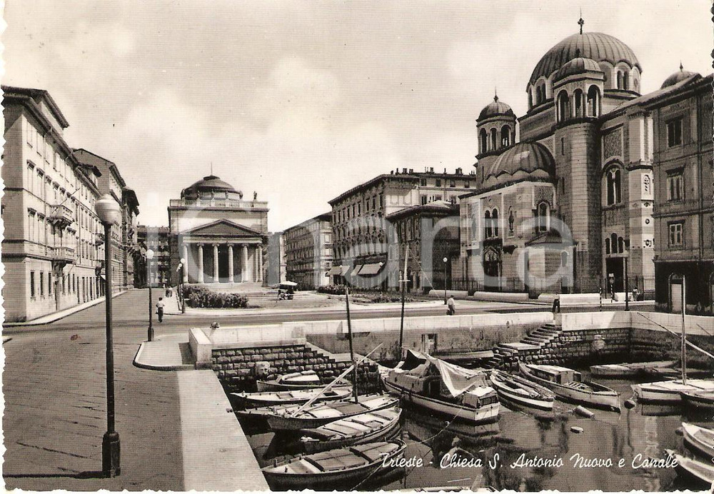 Cartolina originale da collezione 1962 TRIESTE Canale davanti a Chiesa Sant Antonio Nuovo Cartolina FG VG 1