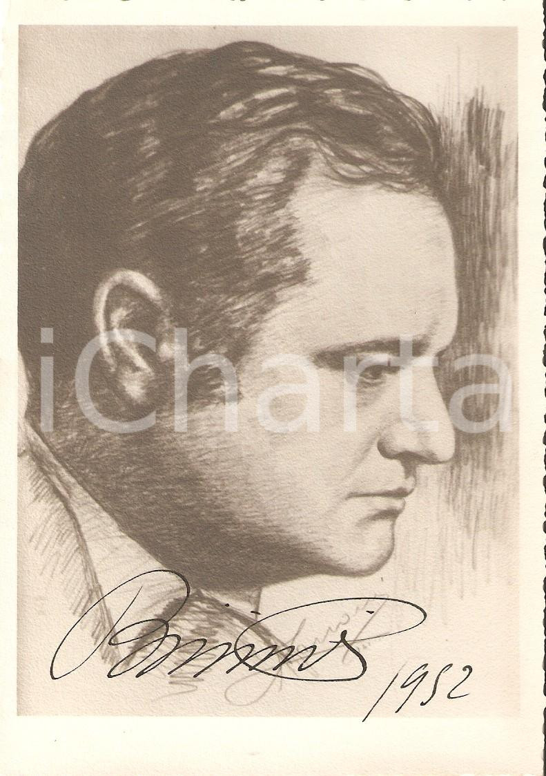 Autografo originale 1952 LIRICA Tenore Beniamino GIGLI Autografo Cartoncino ILLUSTRATO 10x14 cm 1