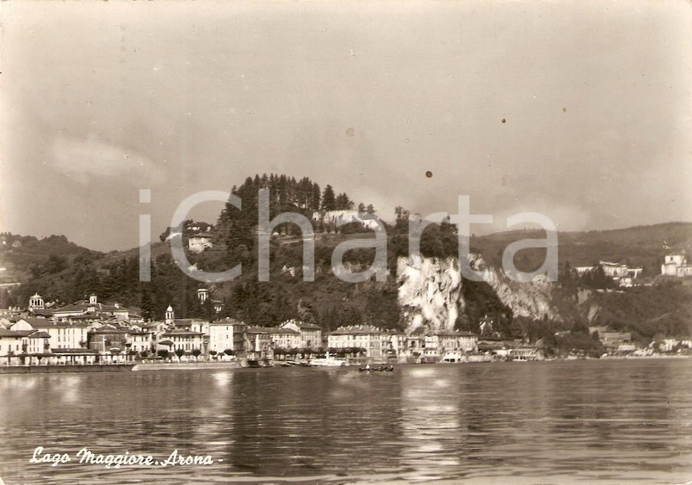 Cartolina originale da collezione 1955 ca ARONA NO Panorama con Lago Maggiore Cartolina FG NV 1