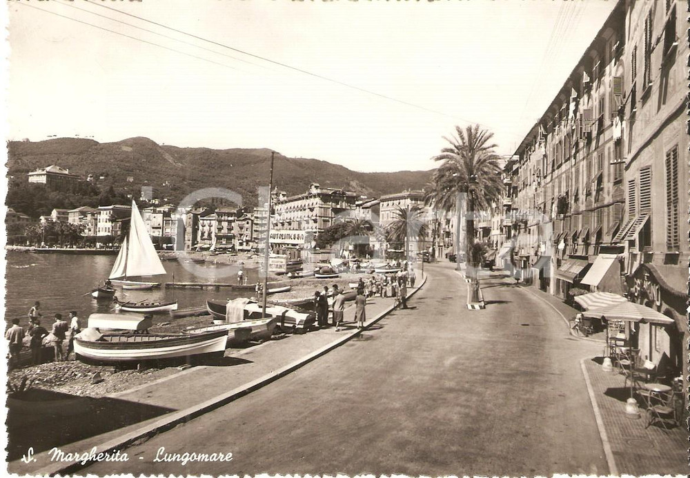 Cartolina originale da collezione 1955 SANTA MARGHERITA LIGURE GE Lungomare con autorimessa Cartolina FG NV 1