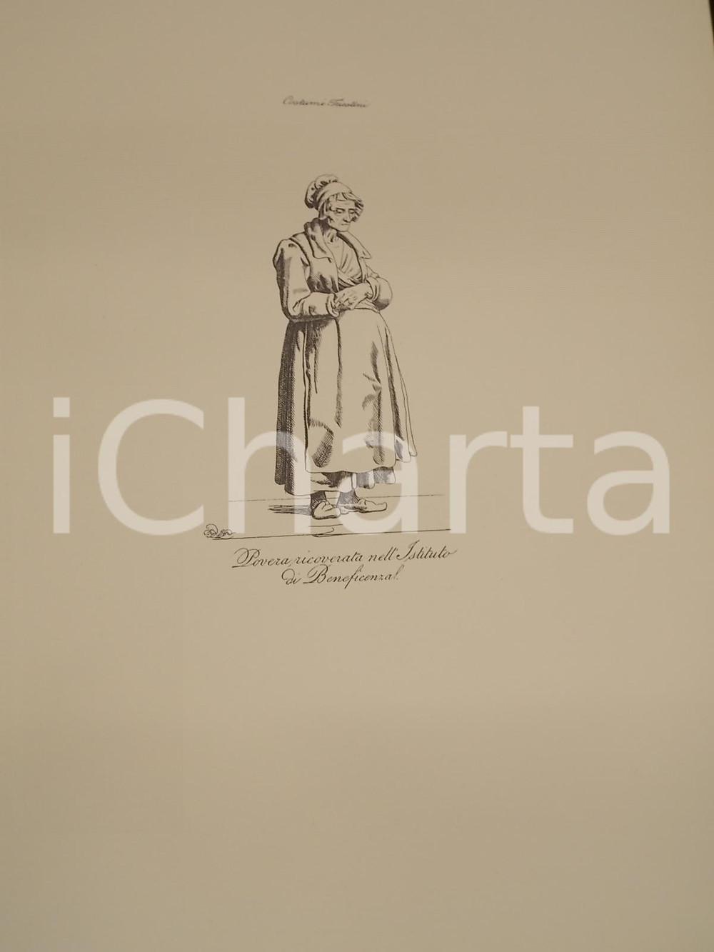 Stampa, bozzetto originale 1950 ca Eugenio BOSA COSTUMI TRIESTINI Povera ricoverata Stampa 32x44 cm 1
