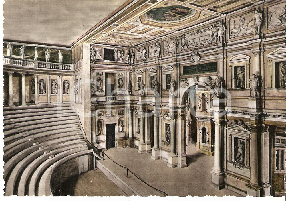 Cartolina originale da collezione 1955 ca VICENZA Interno Teatro Olimpico del PALLADIO Cartolina FG NV 1
