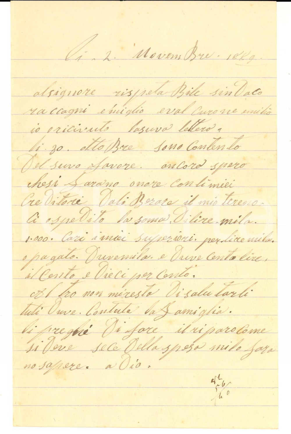 Manoscritto, lettera originale 1889 BUENOS AIRES Emigrato Gerolamo BOLOGNESI salda i creditori Lettera 1