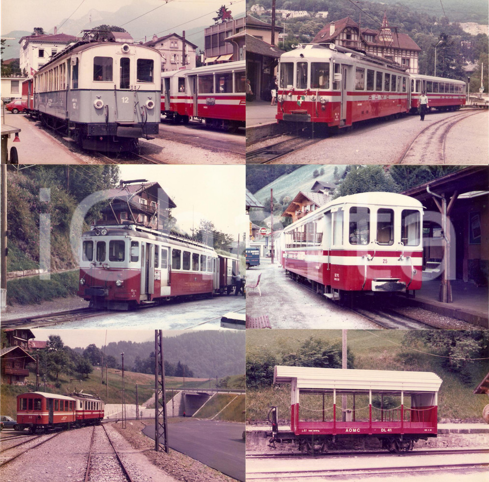 Fotografia d epoca originale 1975 ca SVIZZERA Ferrovie ASD e AOMC Locomotive in deposito Lotto 6 fotografie 1