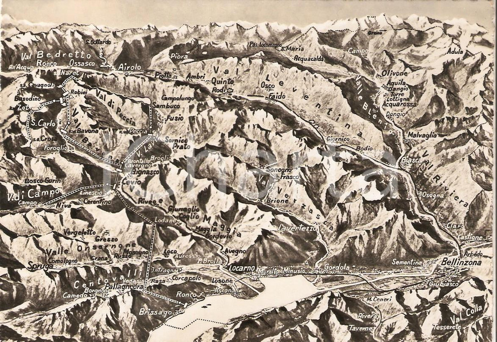 Cartolina originale da collezione 1950 ca CANTON TICINO  SOPRACENERI Impianto idroelettrico MAGGIA Cartolina FG 1