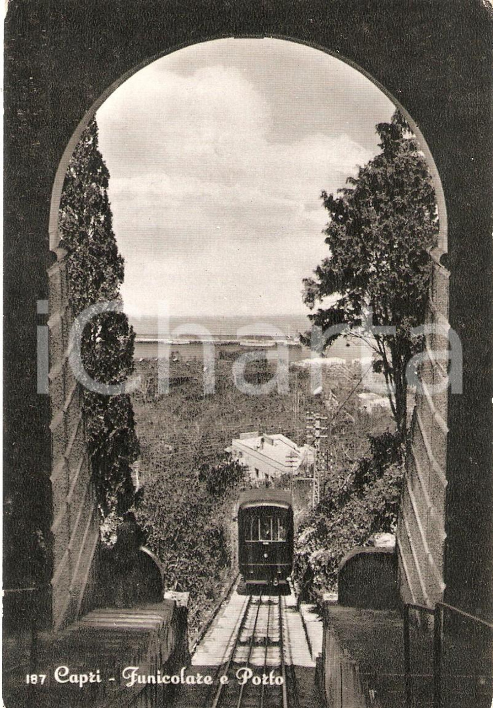 1961 CAPRI (NA) Panorama con funicolare e porto *Cartolina FG VG