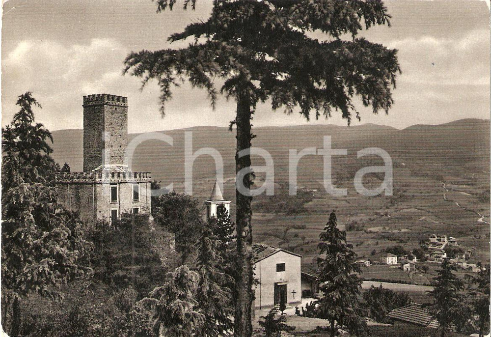 Cartolina originale da collezione 1961 VARZI PV Frazione PIETRAGAVINA Panorama con Castello Cartolina FG VG 1