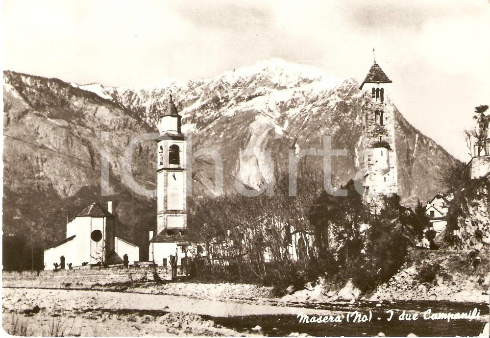 Cartolina originale da collezione 1975 MASERA VB Panorama con i due campanili Cartolina FG NV 1