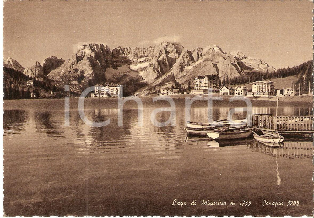 Cartolina originale da collezione 1965 ca AURONZO DI CADORE BL Lago di Misurina e SORAPIS Cartolina FG NV 1