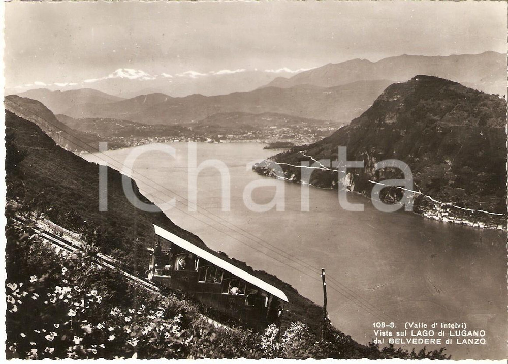 1952 LANZO D'INTELVI (CO) Lago di LUGANO dal Belvedere *Cartolina FG VG