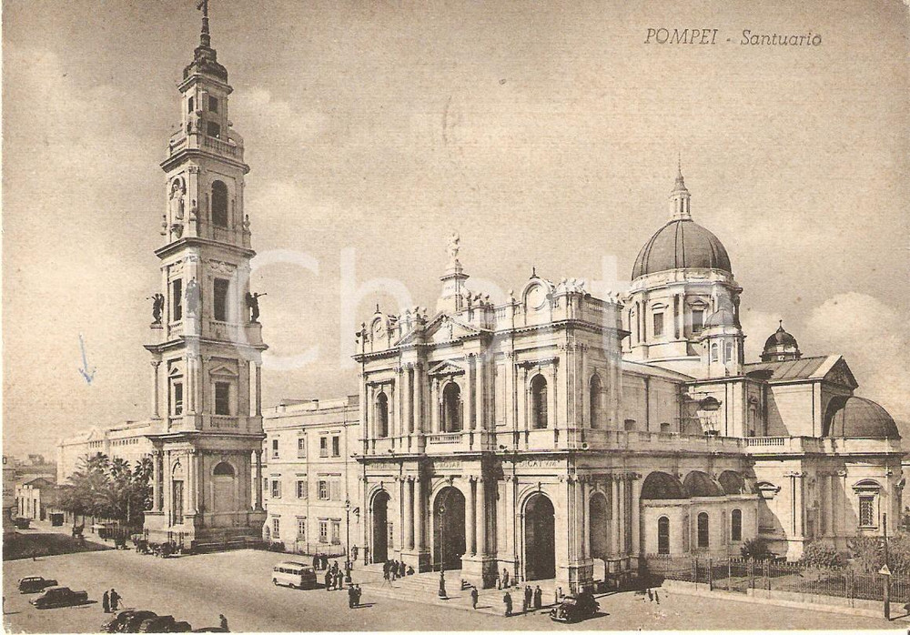 Cartolina originale da collezione 1959 POMPEI NA Santuario Beata Vergine del Rosario ANIMATA Cartolina FG VG 1