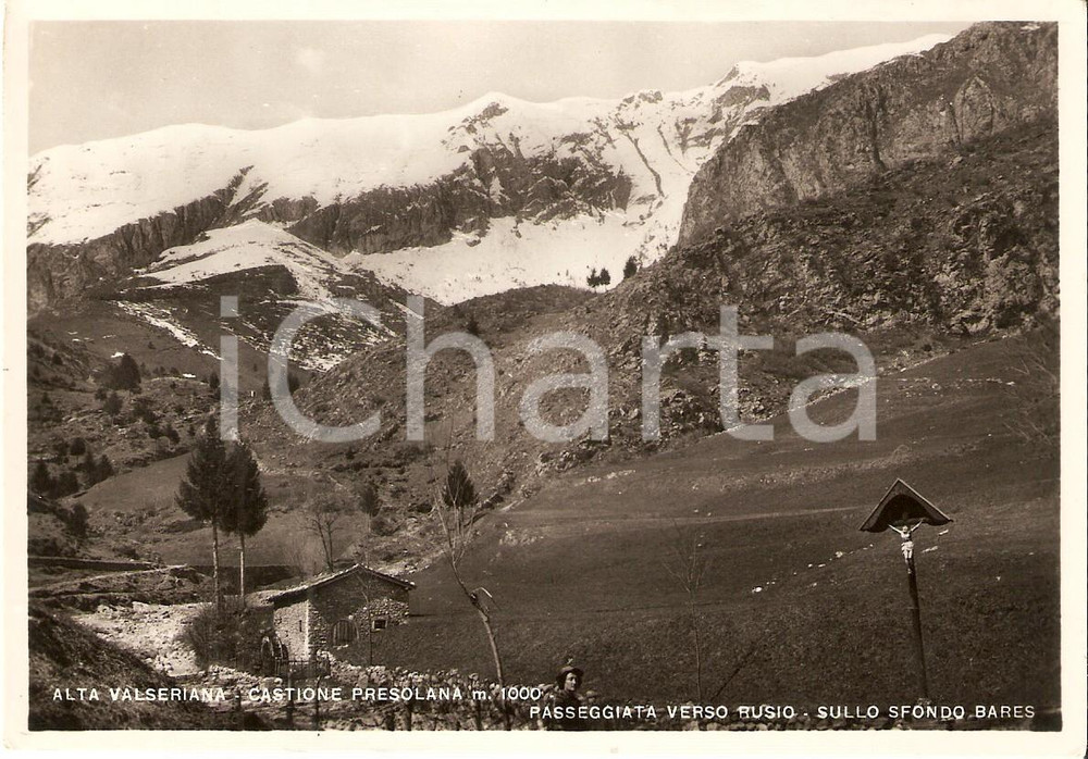 Cartolina originale da collezione 1956 CASTIONE PRESOLANA BG Passeggiata verso RUSIO Valseriana Cartolina FG VG 1