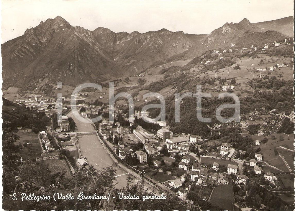 Cartolina originale da collezione 1953 SAN PELLEGRINO TERME BG Veduta general VALBREMBRANA Cartolina FG VG 1