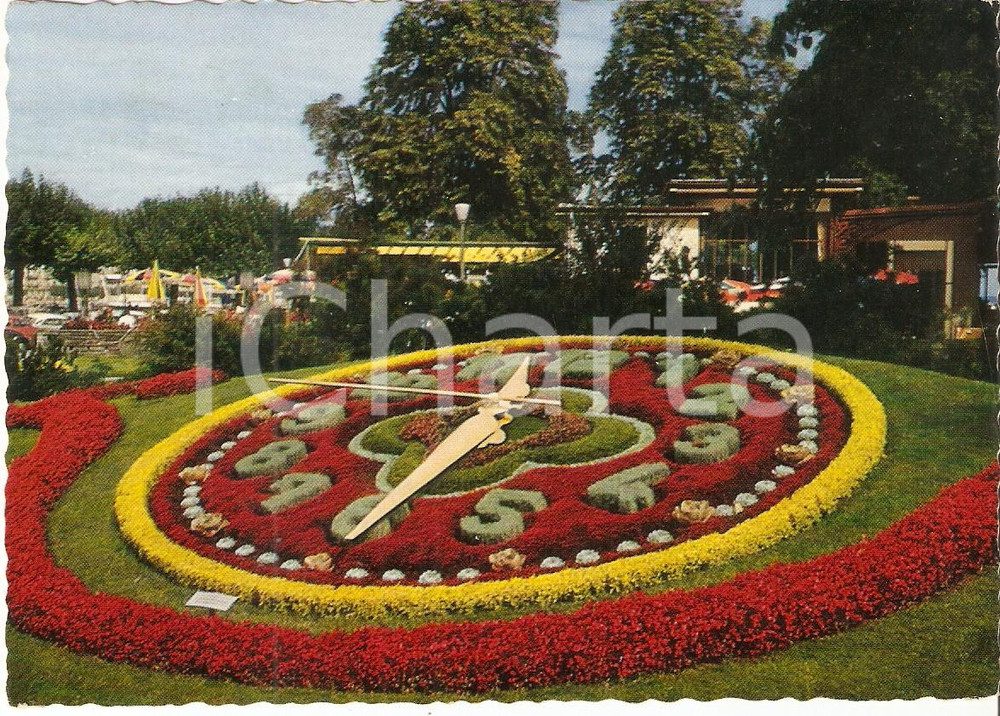 Cartolina originale da collezione 1970 GENEVE CH Horloge fleurie Cartolina FG VG 1