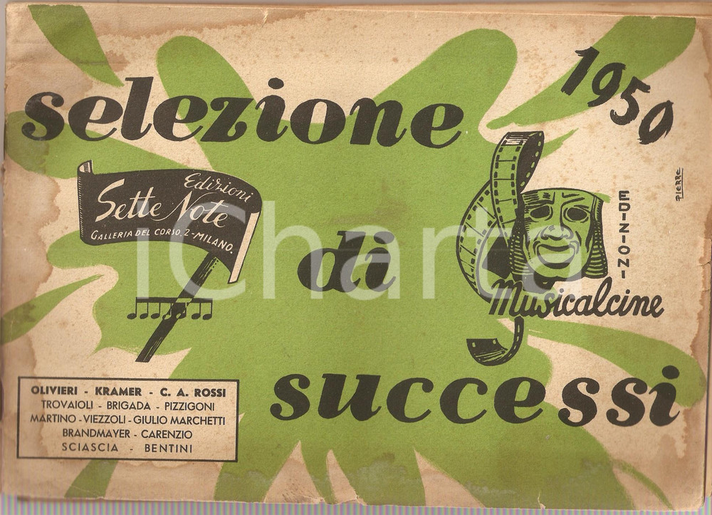 Oggetto da collezione cartaceo 1950 MUSICALCINE Selezione di successi SPARTITI Ed. Sette Note DANNEGGIATO 1