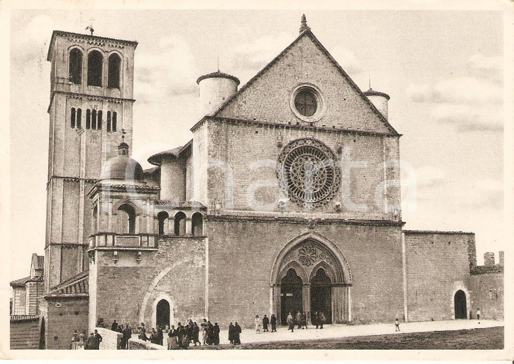 Cartolina originale da collezione 1952 ASSISI PG Basilica SAN FRANCESCO Chiesa Superiore Cartolina ANIMATA FG NV 1