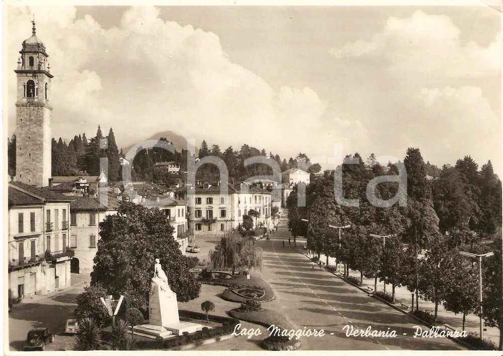 Cartolina originale da collezione 1962 VERBANIA Frazione PALLANZA Panorama con campanile Cartolina FG VG 1