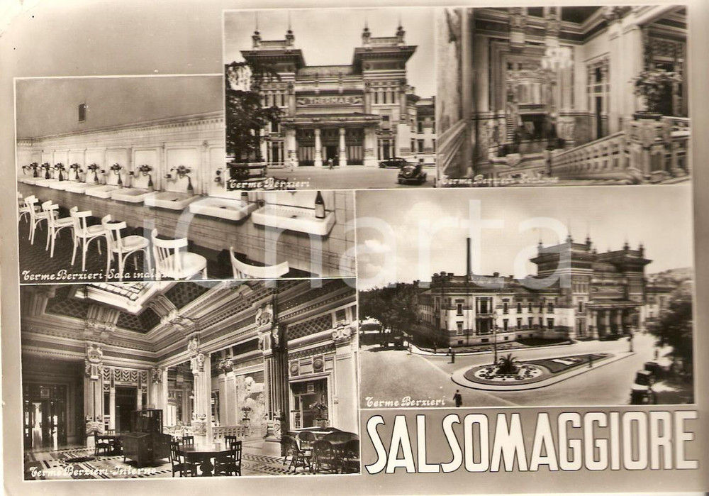Cartolina originale da collezione 1955 SALSOMAGGIORE TERME PR Vedutine Terme BERZIERI Cartolina FG VG 1