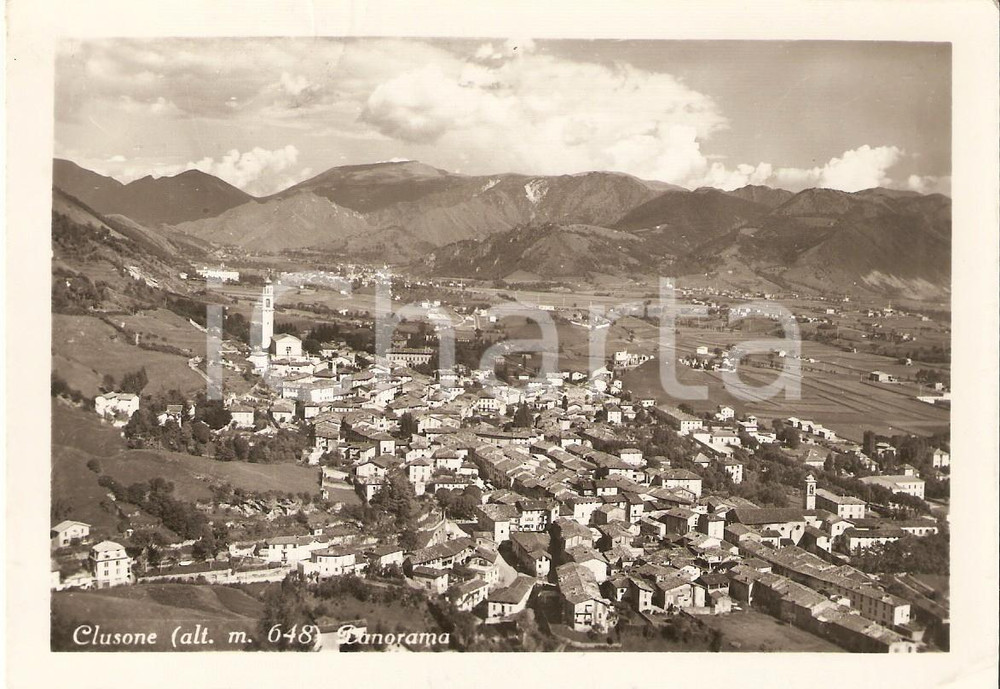 1953 CLUSONE (BG) Panorama del paese *Cartolina FG VG