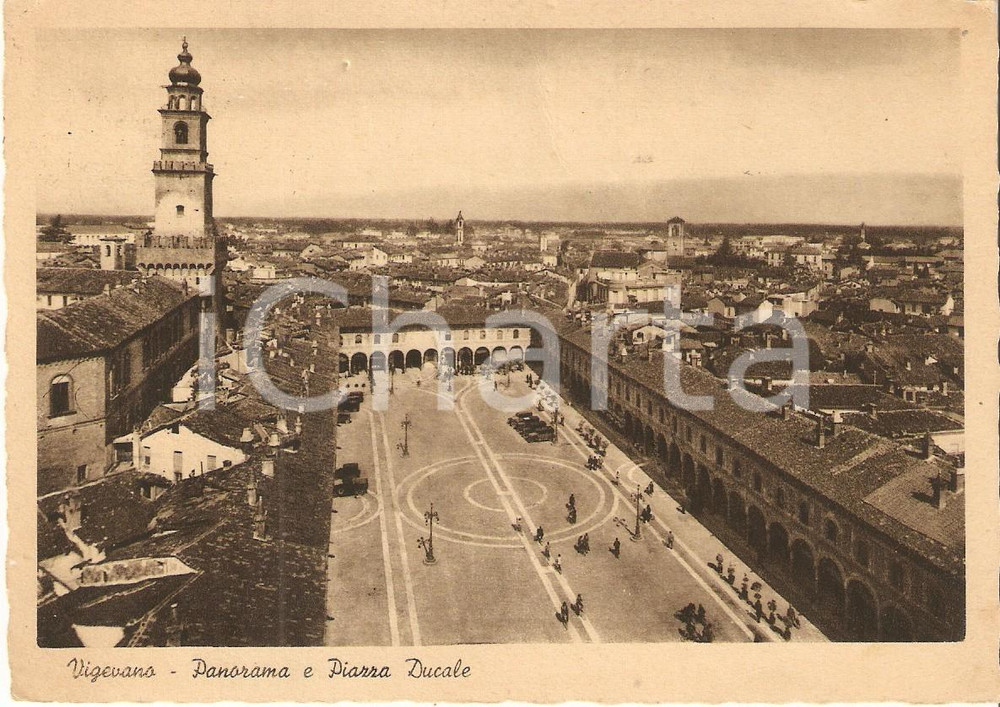 Cartolina originale da collezione 1943 VIGEVANO PV Panorama con Piazza Ducale Cartolina FG VG 1