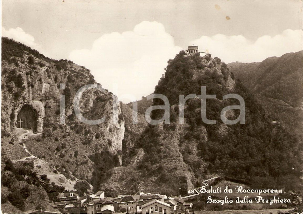 Cartolina originale da collezione 1957 CASCIA PG Frazione ROCCAPORENA Scoglio della preghiera Cartolina FG NV 1