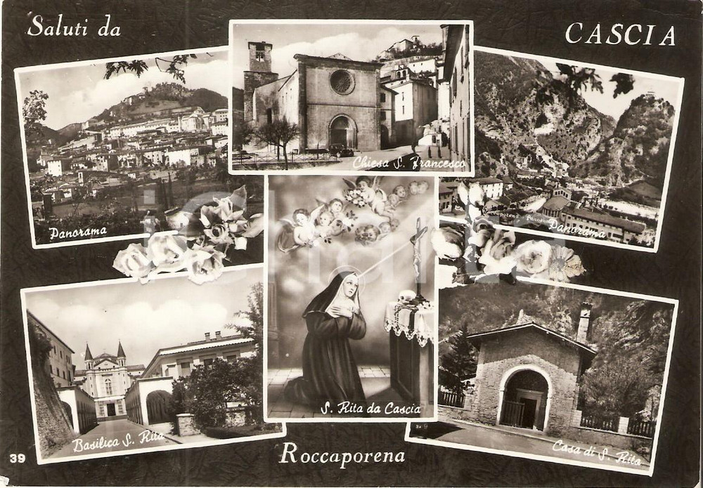 Cartolina originale da collezione 1966 CASCIA PG Frazione ROCCAPORENA Vedutine Casa SANTA RITA Cartolina FG VG 1