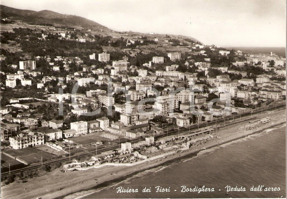 Cartolina originale da collezione 1961 BORDIGHERA IM Veduta dall aereo  Riviera dei fiori Cartolina FG VG 1