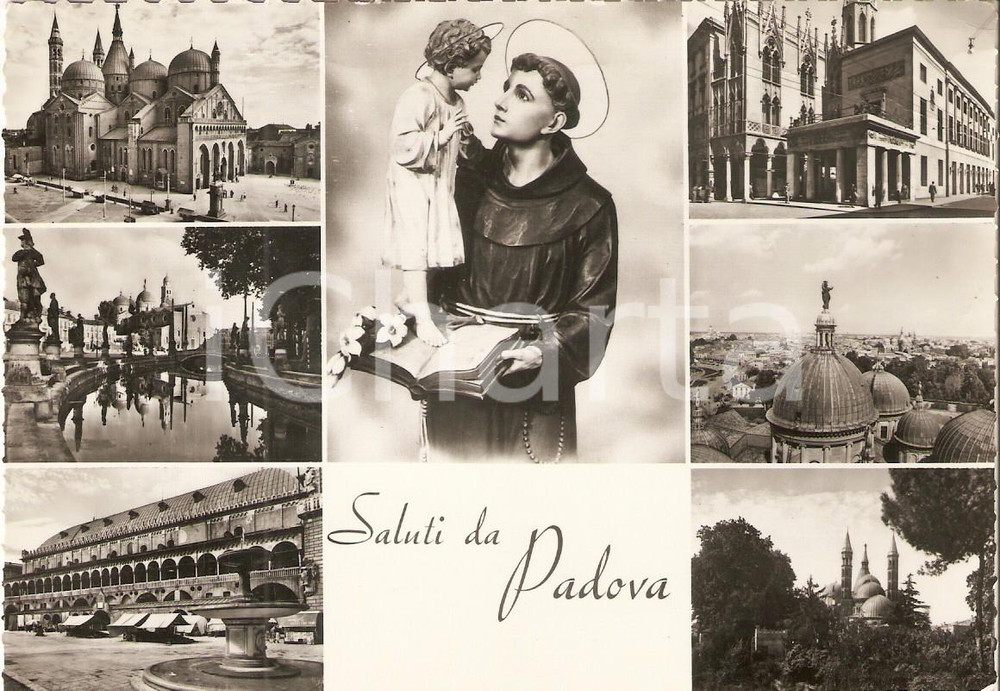Cartolina originale da collezione 1955 PADOVA Vedutine Basilica SANT ANTONIO Prato della Valle Cartolina FG VG 1