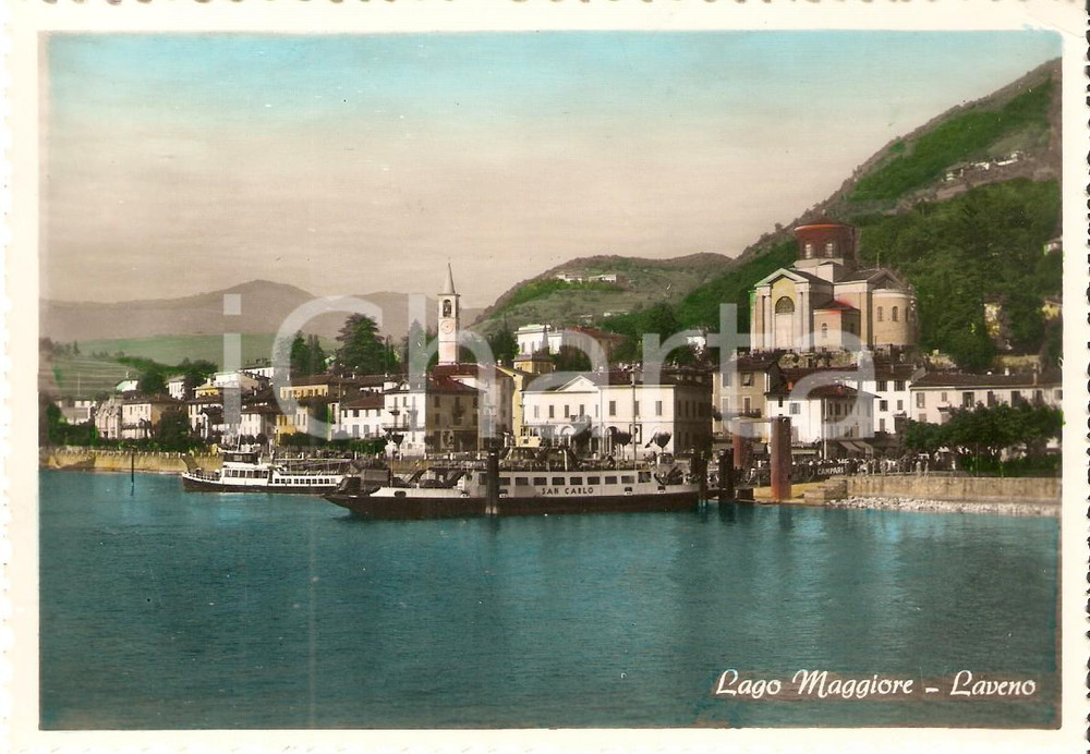 Cartolina originale da collezione 1956 LAVENO MOMBELLO VA Panorama con Lago Maggiore Cartolina FG NV 1