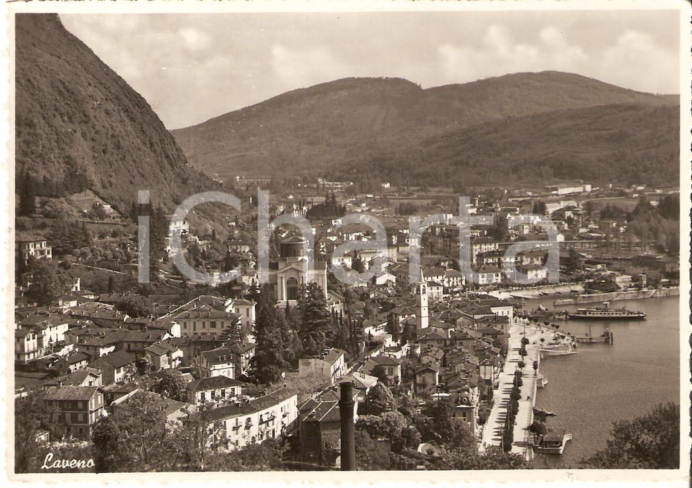 Cartolina originale da collezione 1953 LAVENO MOMBELLO VA Panorama del paese Cartolina ANIMATA FG VG 1