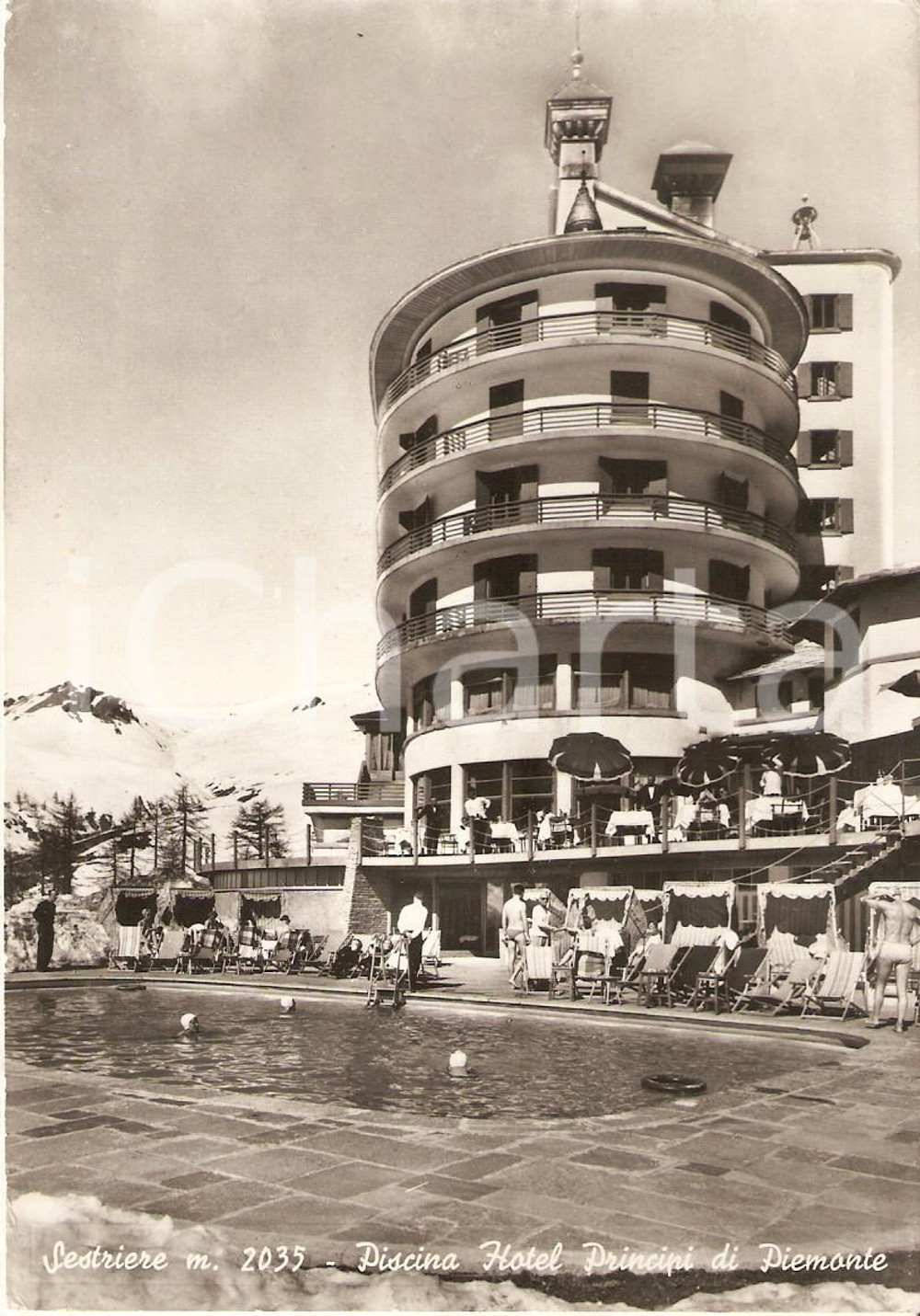 Cartolina originale da collezione 1961 SESTRIERE TO Piscina Hotel Principi di Piemonte Cartolina FG VG 1