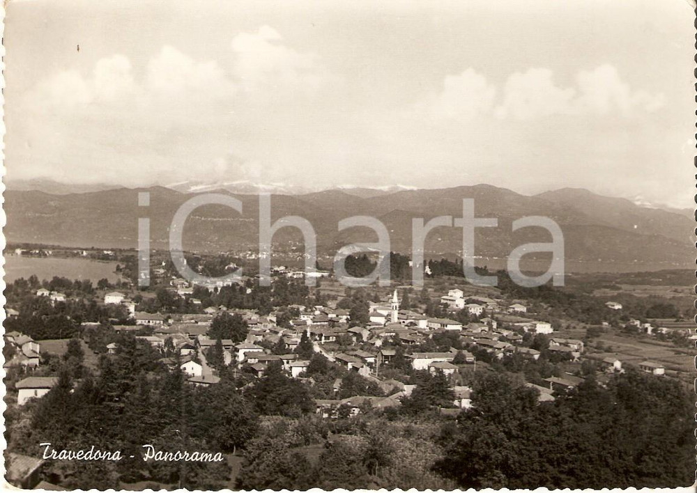 Cartolina originale da collezione 1960 TRAVEDONA MONATE VA Panorama del paese Cartolina FG VG 1