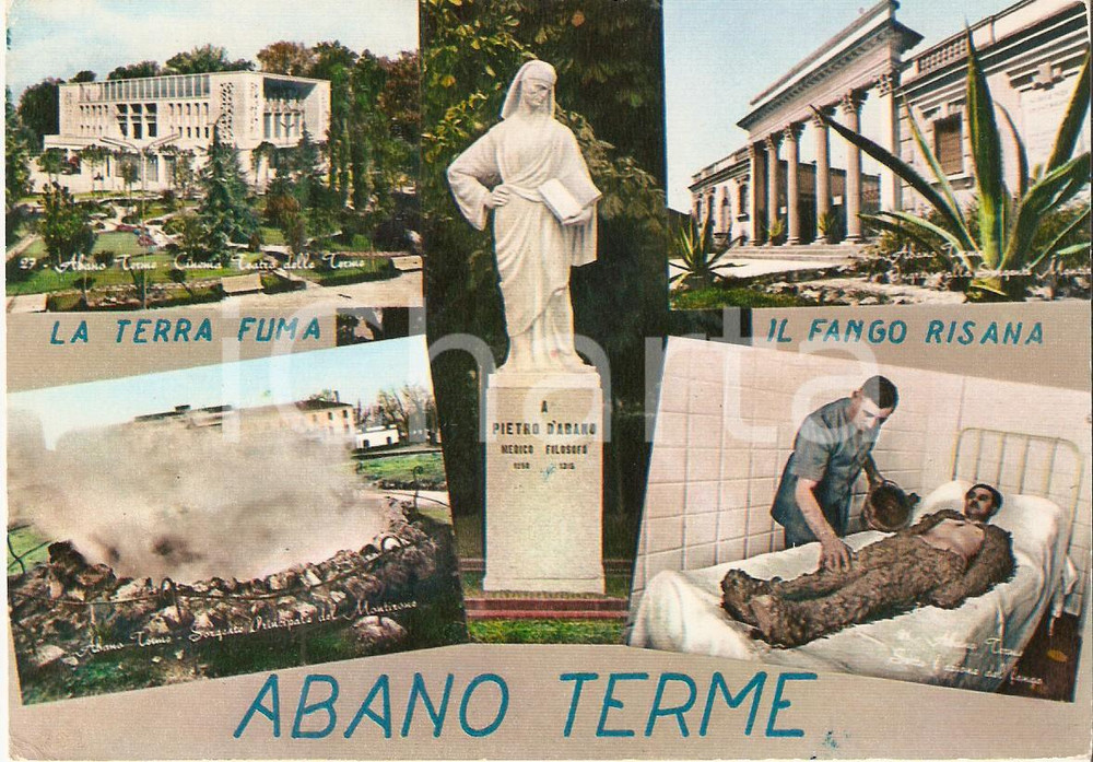 Cartolina originale da collezione 1959 ABANO TERME PD Vedutine Cure termali fanghi Cartolina FG VG 1