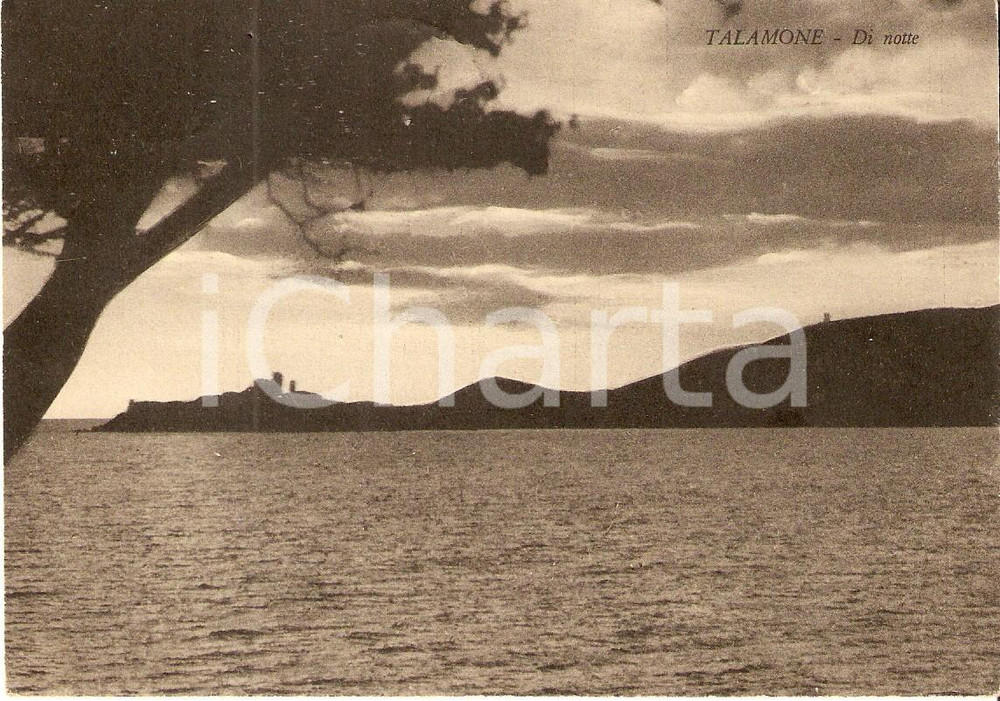 Cartolina originale da collezione 1950 ca ORBETELLO GR Frazione TALAMONE Panorama notturno Cartolina FG VG 1