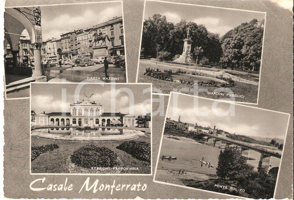 Cartolina originale da collezione 1964 CASALE MONFERRATO AL Vedutine Stazione Piazza Mazzini Cartolina FG VG 1
