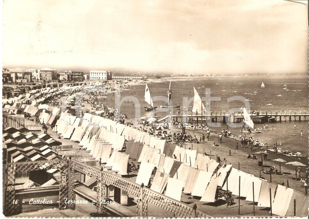 Cartolina originale da collezione 1951 CATTOLICA RN Terrazze a mare Cartolina FG VG 1