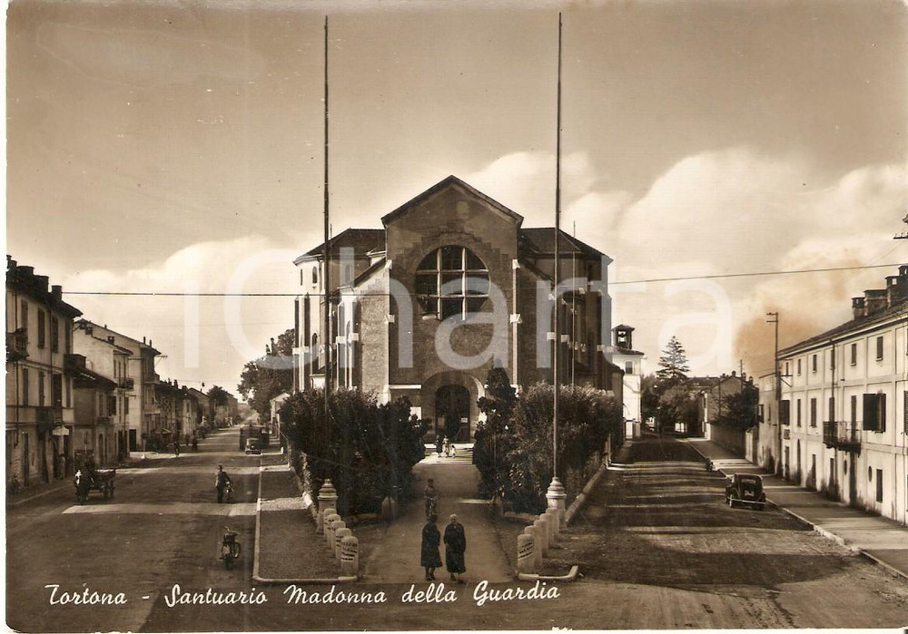 Cartolina originale da collezione 1950 ca TORTONA AL Santuario Madonna della Guardia ANIMATA Cartolina FG VG 1