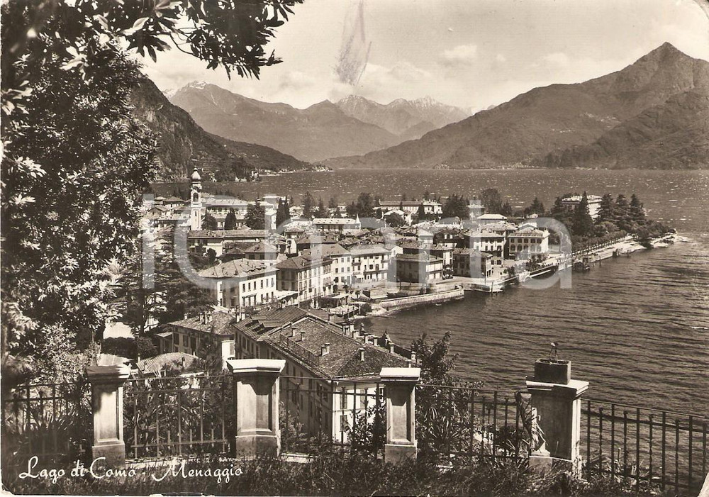 Cartolina originale da collezione 1950 ca MENAGGIO CO Panorama con Lago di Como Cartolina FG VG 1
