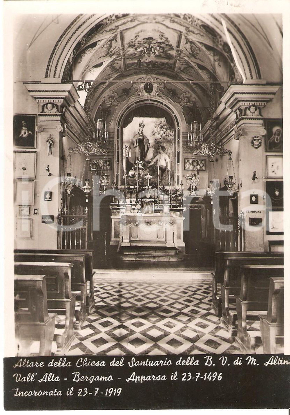 Cartolina originale da collezione 1954 VALL ALTA DI ALBINO BG Santuario Beata Vergine di Monte Altino Cartolina 1