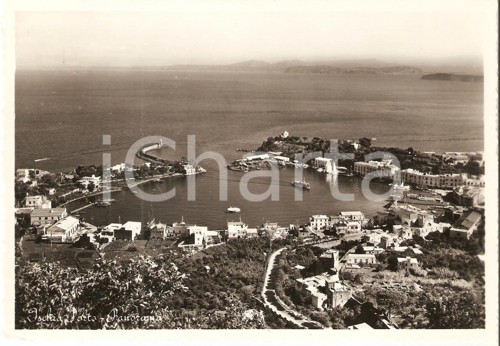 Cartolina originale da collezione 1958 ISCHIA NA Panorama con porto Cartolina FG VG 1