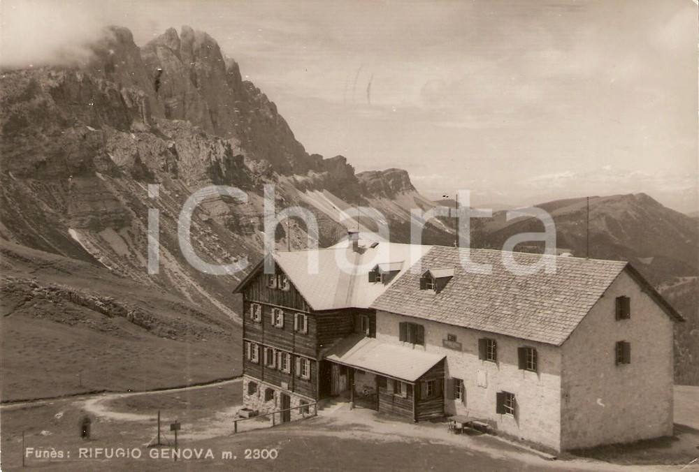 Cartolina originale da collezione 1970 FUNES BZ Panorama con Rifugio Genova Cartolina FG VG 1