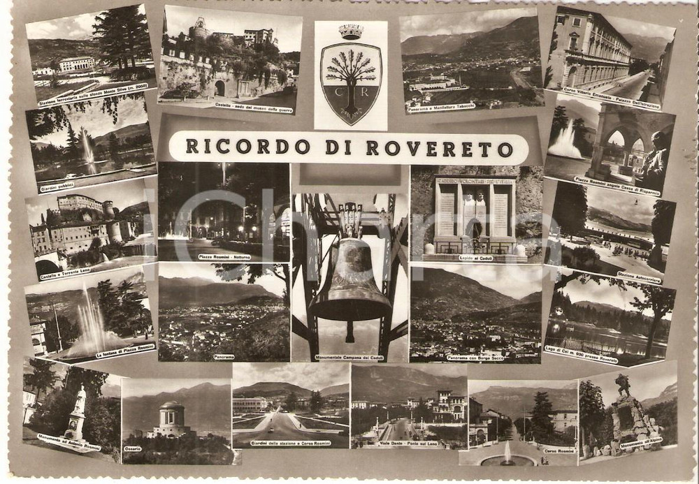 Cartolina originale da collezione 1957 ROVERETO TN Vedutine Manifattura Tabacchi Torrente LENO Cartolina FG VG 1