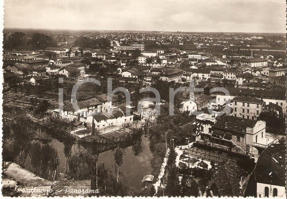 Cartolina originale da collezione 1951 PORDENONE Panorama della cittÃ  dall alto Cartolina FG VG 1
