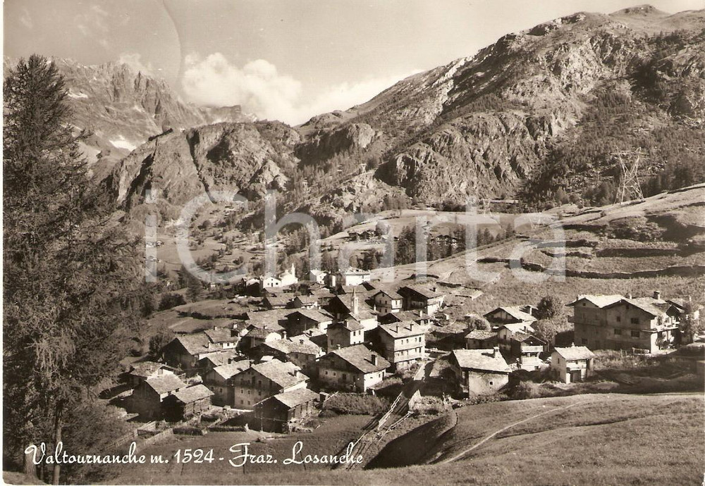 Cartolina originale da collezione 1956 VALTOURNANCHE AO Frazione LOSANCHE Panorama Cartolina FG VG 1