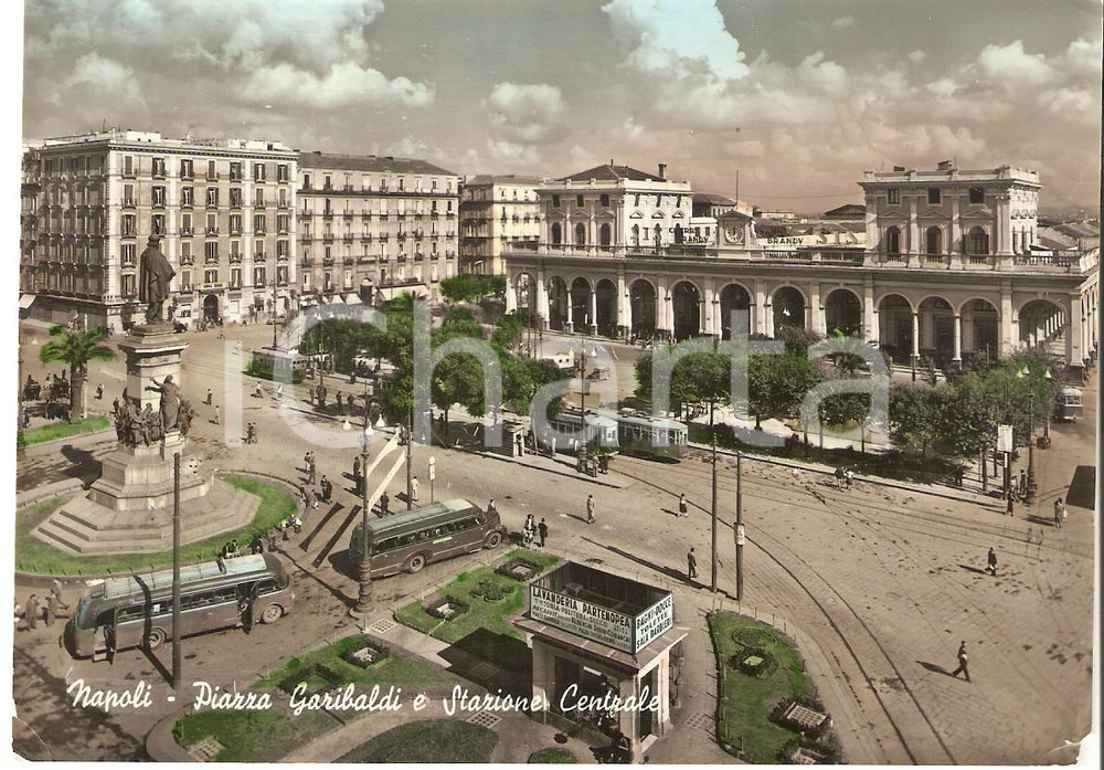 Cartolina originale da collezione 1954 NAPOLI Lavanderia Partenopea in Piazza Garibaldi Cartolina FG VG 1